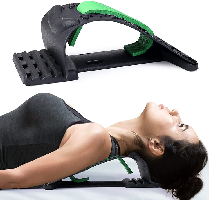 High-Quality 4-Level Neck & Back Stretcher with Magnetotherapy - Adjustable Cervical Spine Support for Pain Relief, Lumbar and Upper Back Massage Tool for Home & Office