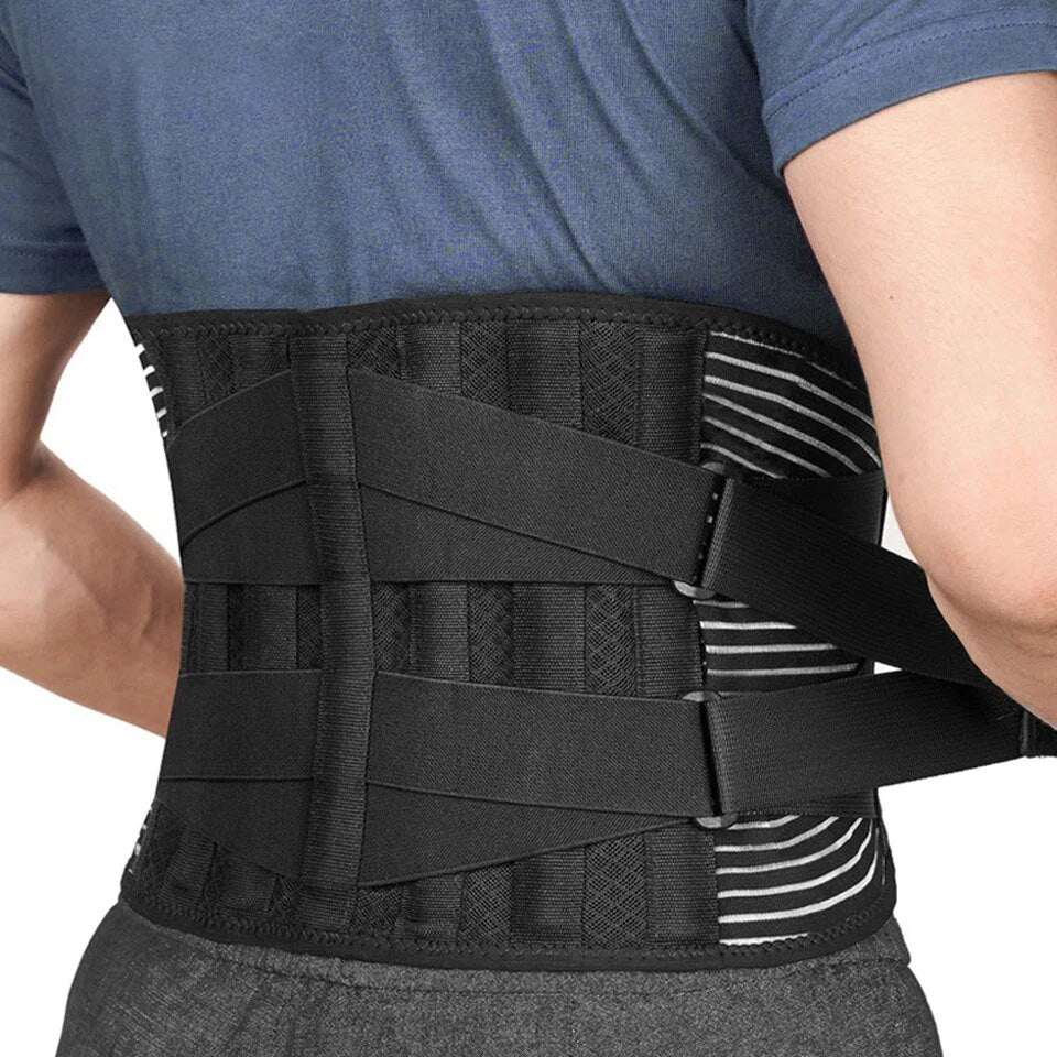 High Quality Lower Back Brace with 6 Stays – Orthopedic Lumbar Support Belt for Gym, Pain Relief, Anti-Skid Breathable Waist 