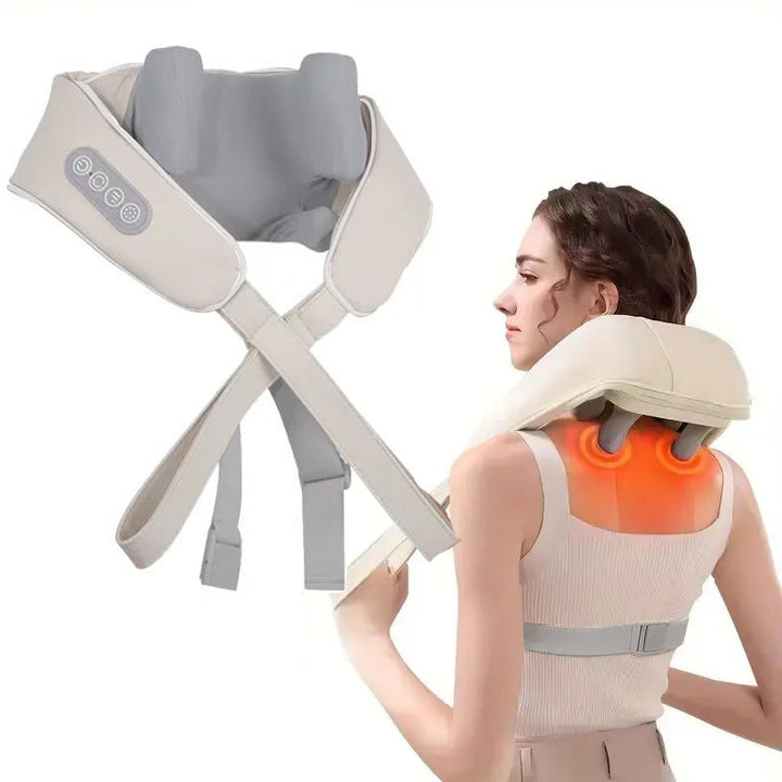 Luxury Neck and Shoulder Massager with Heat, Deep Tissue Shiatsu Kneading for Pain Relief, Electric Rechargeable Massage