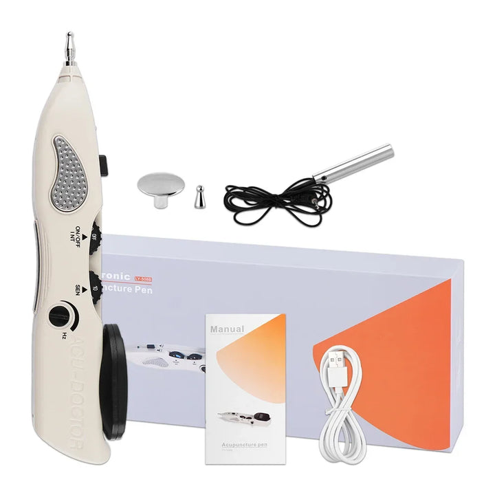 Premium USB Rechargeable Acupuncture Pen with TENS Meridian Energy, Full Body Muscle Stimulator & Intelligent Acupoint 