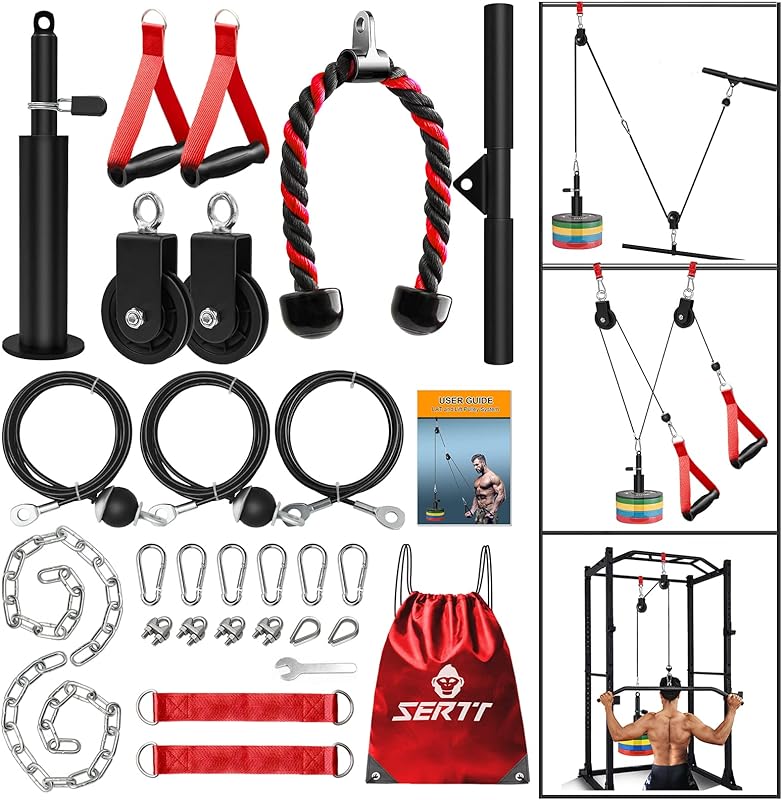 Premium DIY Fitness Pulley Cable Machine Set – Arm Biceps Triceps Strength Training Attachment for Home Gym Workout,