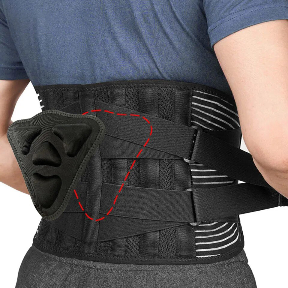 High Quality Lower Back Brace with 6 Stays – Orthopedic Lumbar Support Belt for Gym, Pain Relief, Anti-Skid Breathable Waist 