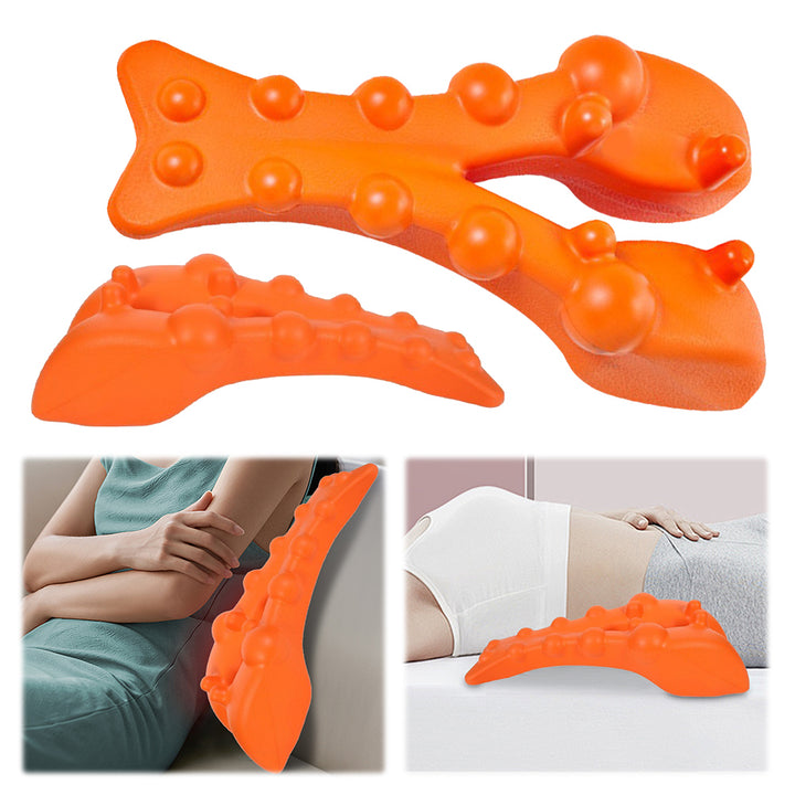 Premium Neck & Back Stretching Device for Spine Alignment, Cervical & Lumbar Traction, Silicone Massage Board for Pain 