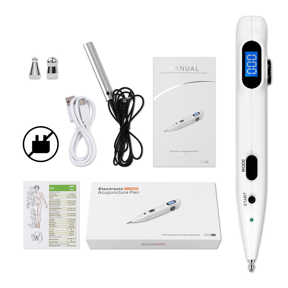 Premium USB Rechargeable Acupuncture Pen with TENS Meridian Energy, Full Body Muscle Stimulator & Intelligent Acupoint 