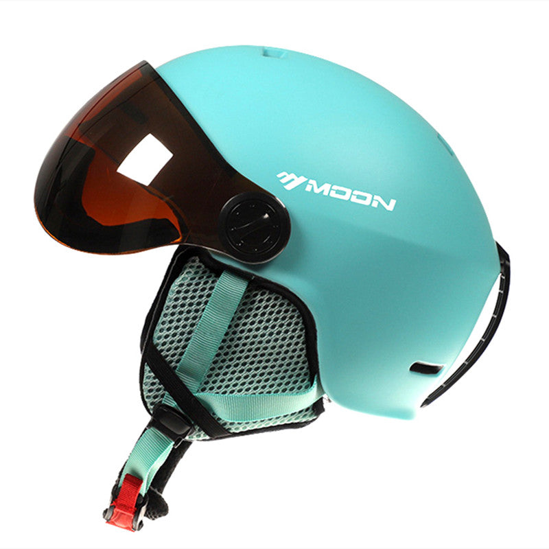 Premium Ski Helmet with Integrated Goggles – Inmold PC & EPS Construction, Adjustable Chin Pad & Head Circumference, 