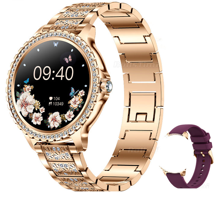 Premium Luxury Women's Smartwatch – Heart Rate, Blood Oxygen, Sleep Monitoring, Bluetooth Call, Diamond Bracelet, 1.32" HD 