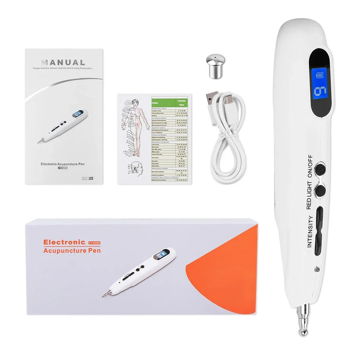 Premium USB Rechargeable Acupuncture Pen with TENS Meridian Energy, Full Body Muscle Stimulator & Intelligent Acupoint 