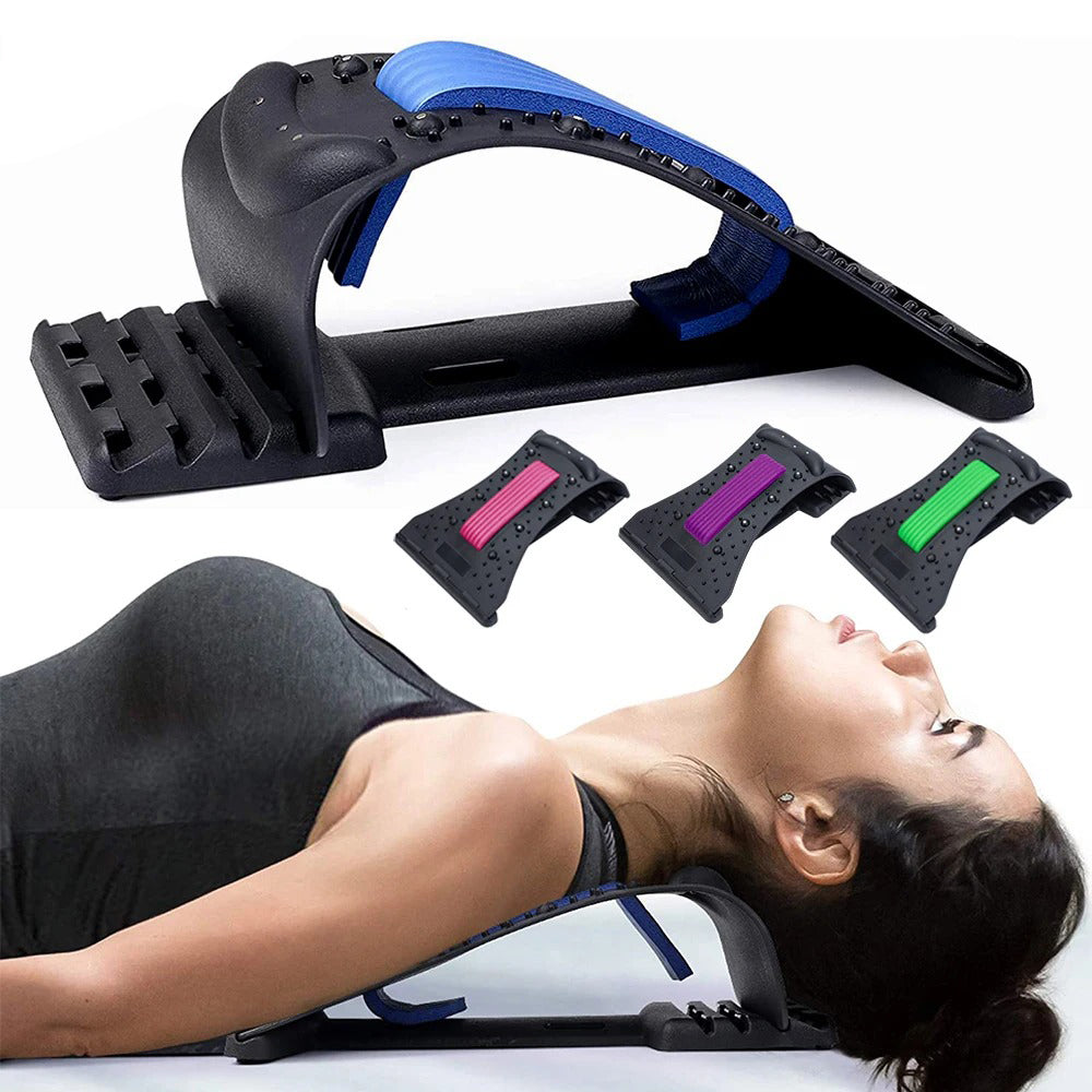 High-Quality 4-Level Neck & Back Stretcher with Magnetotherapy - Adjustable Cervical Spine Support for Pain Relief, Lumbar and Upper Back Massage Tool for Home & Office