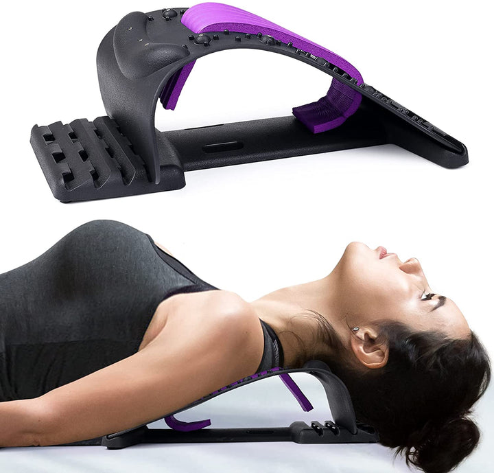 High-Quality 4-Level Neck & Back Stretcher with Magnetotherapy - Adjustable Cervical Spine Support for Pain Relief, Lumbar and Upper Back Massage Tool for Home & Office