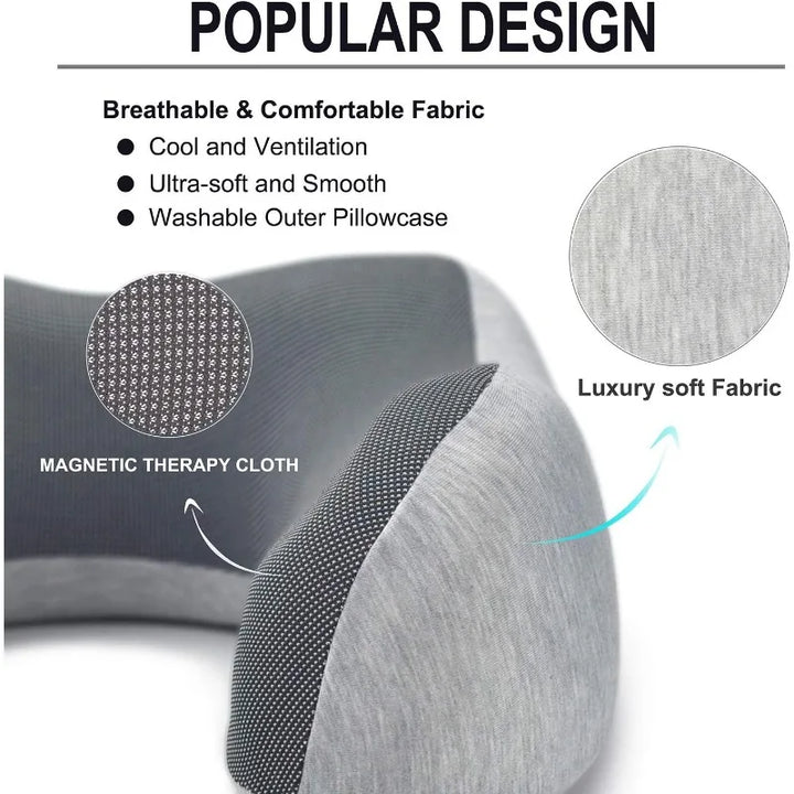 Premium U-Shaped Travel Pillow – Heated Massage Memory Foam Neck Pillow for Airplanes, Ergonomic Design for Pain Relief