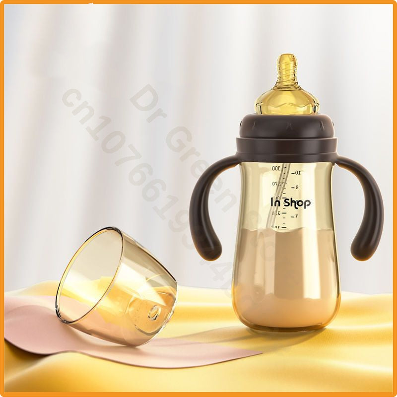 Premium 300ml Baby Bottle – Drop-Proof PPSU, Wide Caliber, BPA-Free, with Straw & Double Handles, Ideal for Easy Feeding 