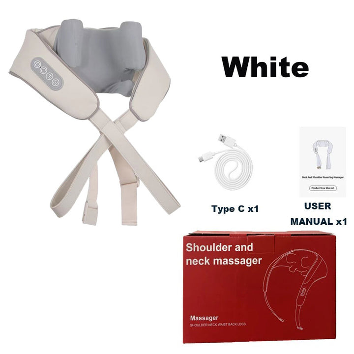 Luxury Neck and Shoulder Massager with Heat, Deep Tissue Shiatsu Kneading for Pain Relief, Electric Rechargeable Massage