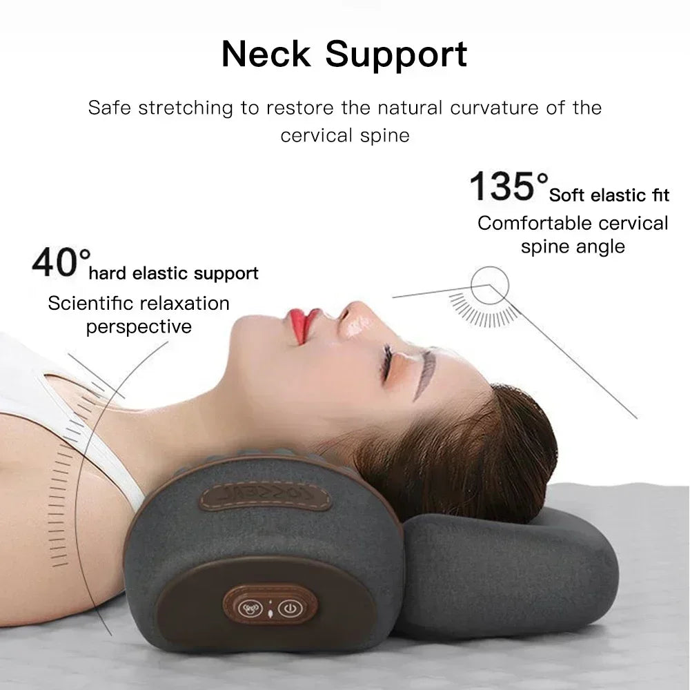 Premium Electric Neck Massager Pillow with Hot Compress & Vibration, Cervical Spine Support for Improved Sleep and Pain 