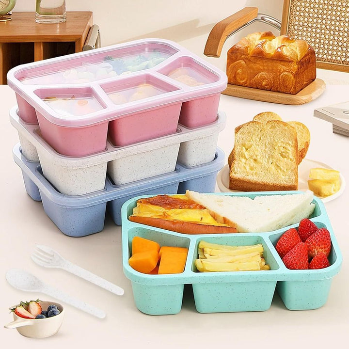 Premium Bento Lunch Box for Kids – 4-Compartment Meal Prep Container, BPA-Free, Reusable Food Storage, Cat Ear Design, 