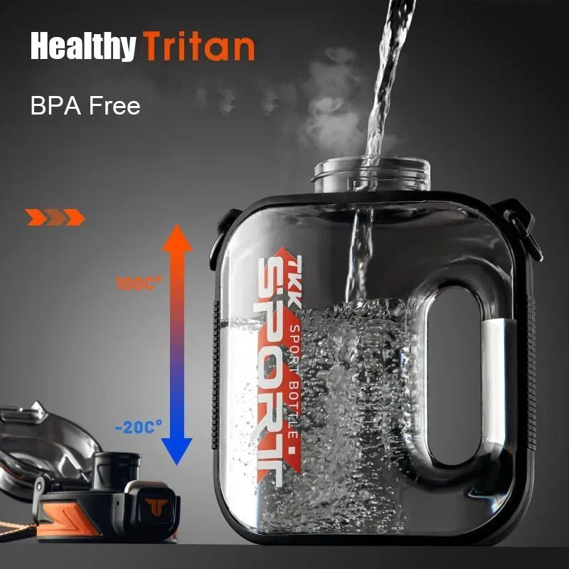 Premium Sports Water Bottle – 1/1.6/2L TRITAN Fitness Bottle, Leak-Proof, BPA-Free, Heat & Cold Resistant, Ergonomic Spout, 