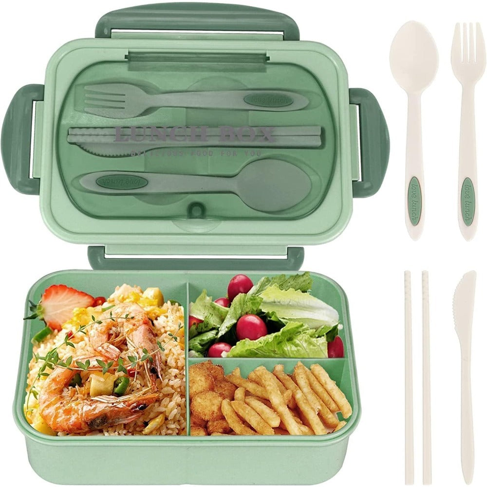 Premium Lunch Box with Tableware – Square Divided Bento Box for Office Workers, Leak-Proof, Microwave Safe, Ideal for Picnic 