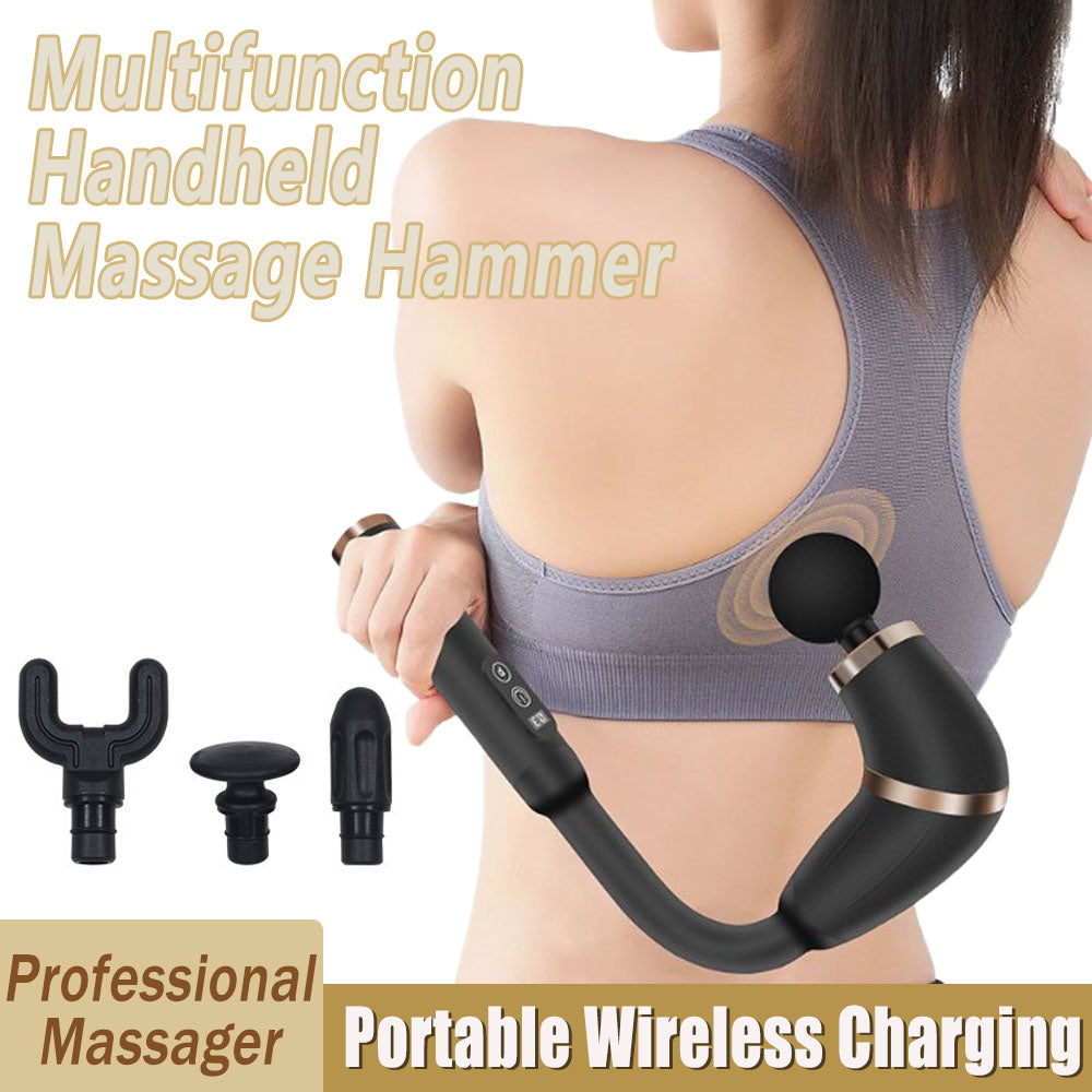 Premium Bent Handle Massage Gun for Deep Tissue Relief, Long Handle Electric Cervical Massager with Adjustable Speed & Modes 