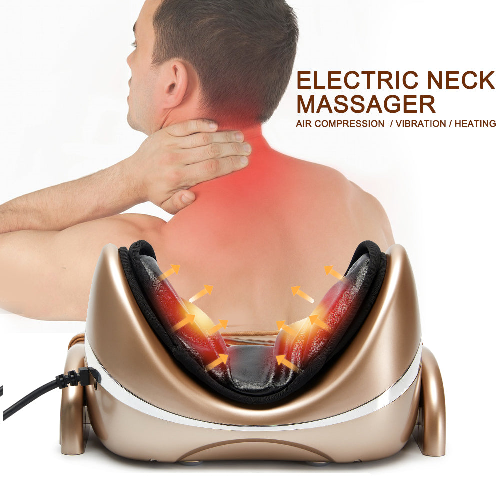 Premium Neck Massage Pillow for Pain Relief – Cervical Chiropractic Traction Device with Heating, Vibration & 7 Massage Modes