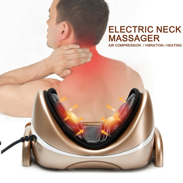 Premium Neck Massage Pillow for Pain Relief – Cervical Chiropractic Traction Device with Heating, Vibration & 7 Massage Modes