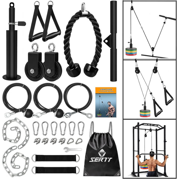 Premium DIY Fitness Pulley Cable Machine Set – Arm Biceps Triceps Strength Training Attachment for Home Gym Workout,