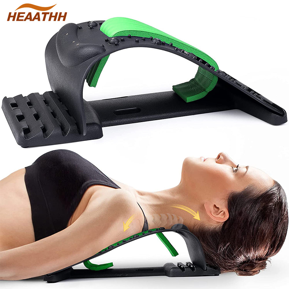 High-Quality 4-Level Neck & Back Stretcher with Magnetotherapy - Adjustable Cervical Spine Support for Pain Relief, Lumbar and Upper Back Massage Tool for Home & Office