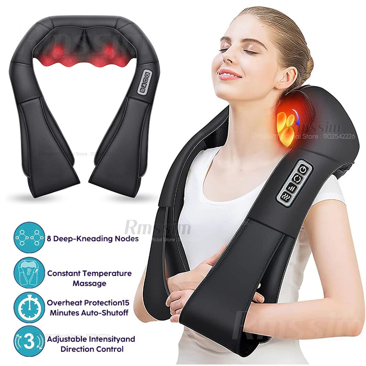 Luxury Shiatsu Neck, Back & Shoulder Massager with Heat, 4D Deep Kneading for Full Body Muscle Relief, Electric Massage 