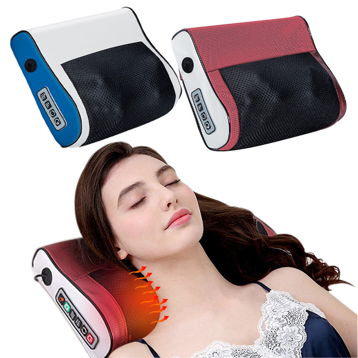 Luxury Heated Cervical Neck Massage Pillow with Deep Tissue Kneading, Vibration, and Electric Massage for Waist, Back & Legs 