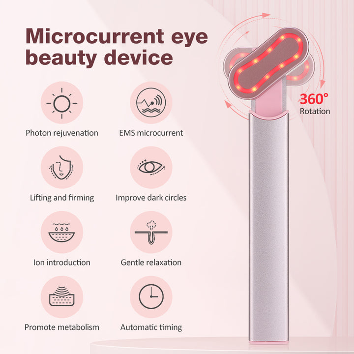 Luxury Eye Massager Device with Vibration & Heating, Rotatable Beauty Wand for Dark Circles and Eye Bags Removal, Eye Lifting