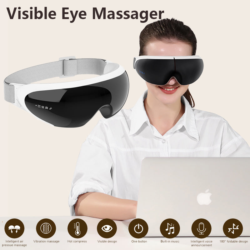 High Quality 6D Smart Eye Massager Heated Eye Mask – Vibration, Airbag Pressure, Infrared Hot Compress, Music Therapy, Reliev