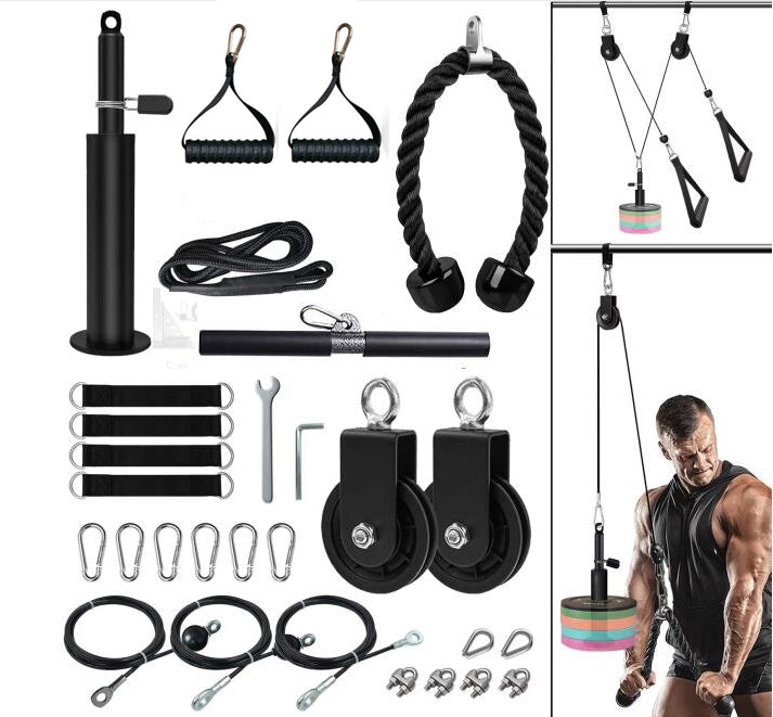 Premium DIY Fitness Pulley Cable Machine Set – Arm Biceps Triceps Strength Training Attachment for Home Gym Workout,