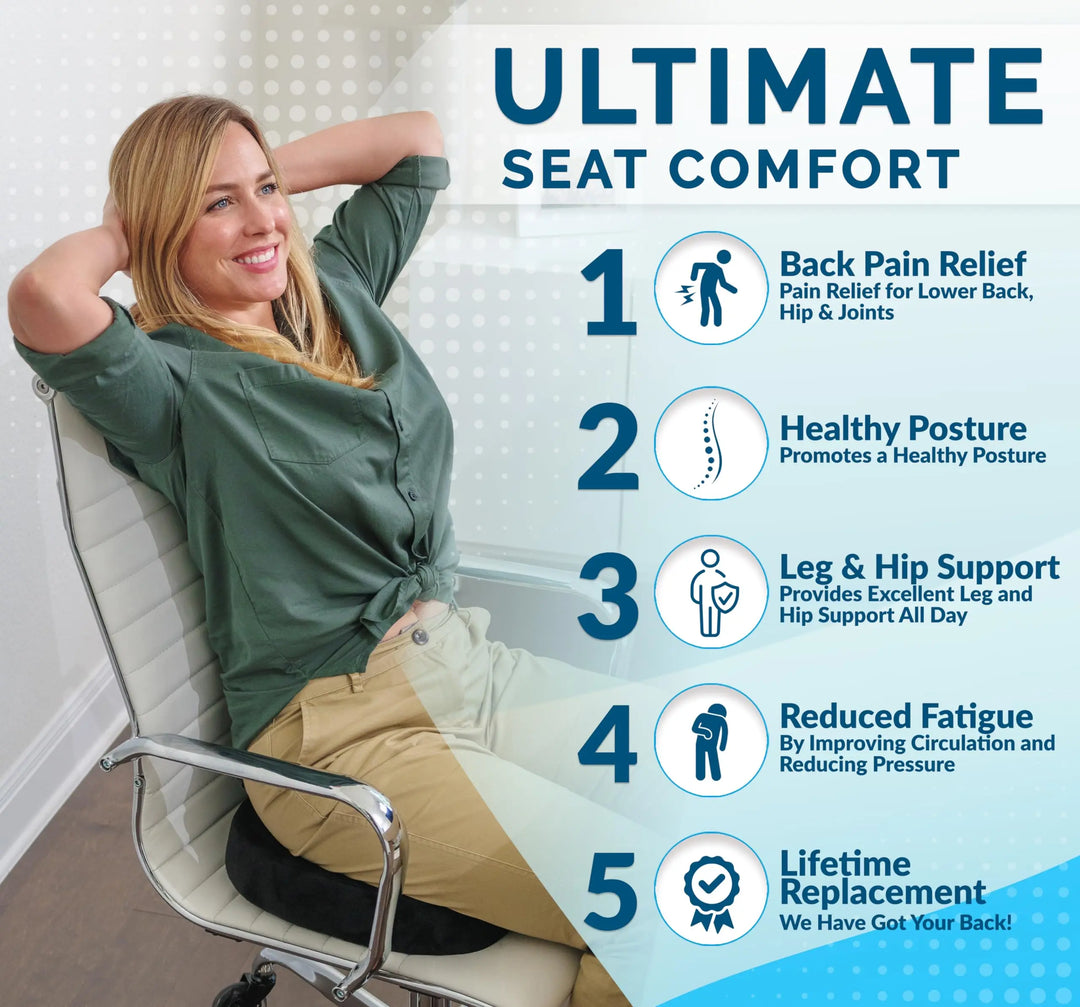 Premium Non-Slip Gel & Memory Foam Cushion – Ergonomic Coccyx Support for Office Chairs, Cars, and Long Sitting Comfort