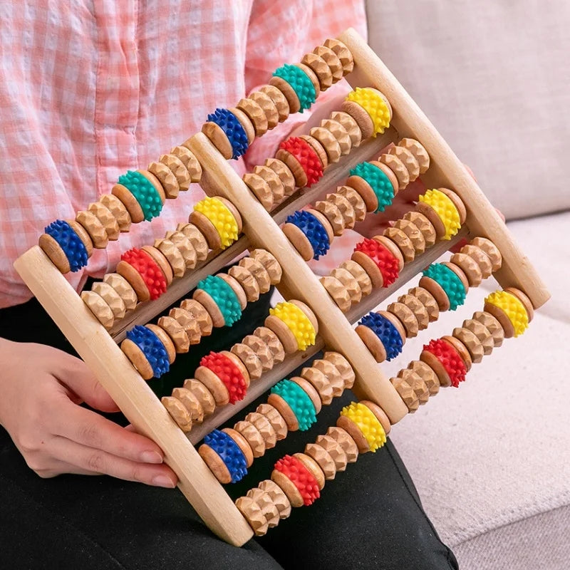 Premium Wooden Foot Massager Roller - Reflexology Tool for Muscle Relaxation, Pain Relief, Spa Gift for Anxiety, Insomnia, 