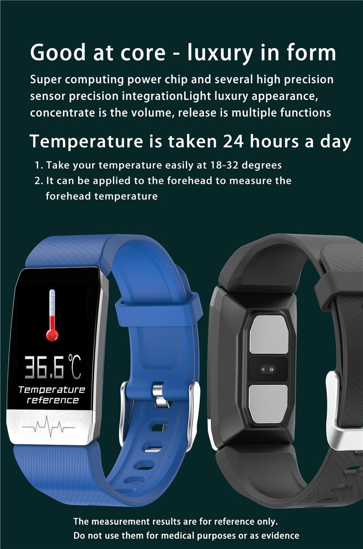 Premium Smart Health Bracelet – ECG, Heart Rate, Blood Pressure, Body Temperature Monitor, Sports Tracker, Drink Reminder,  