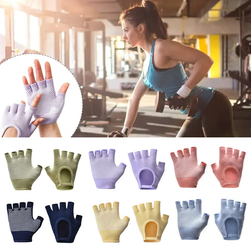 Premium Half-Finger Yoga Gloves for Women – Anti-Slip Pilates & Fitness Gloves, Open-Fingered Design for Indoor Dance