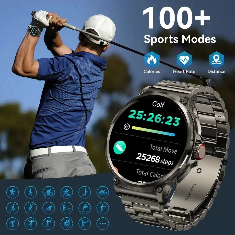 Premium Fitness Smart Watch for Men – 1.46" Display, Heart Rate Monitor, Blood Pressure, IP68 Waterproof, Bluetooth Calling,