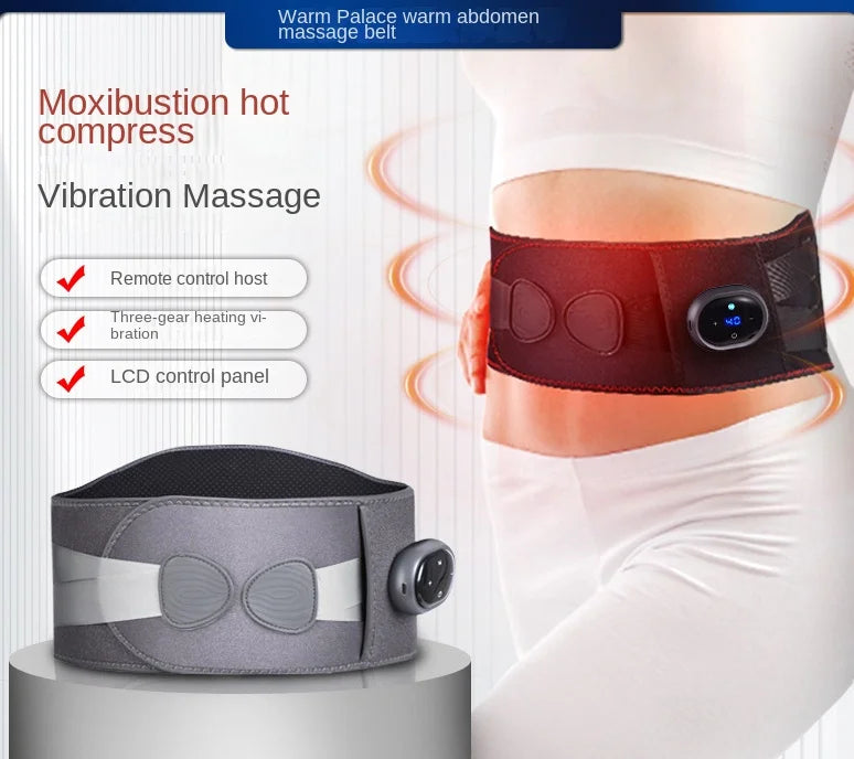 Premium Electric Waist Massager – Portable Lumbar Heating Belt with Vibration & Temperature Control – Adjustable Waist 