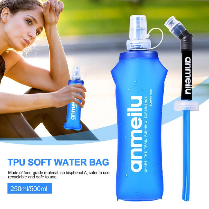 Premium Collapsible Water Bottle – Soft Flask with BPA-Free Straw, Portable Hydration Bladder Pack for Running, Jogging