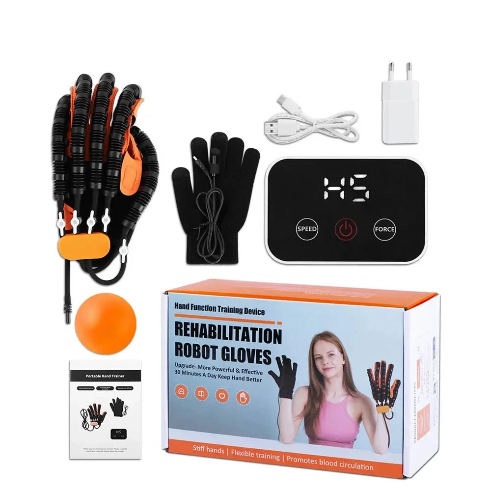 Premium Heated Rehabilitation Robot Gloves for Stroke Recovery - Intelligent Finger Trainer with Voice Announcements, Adjustable