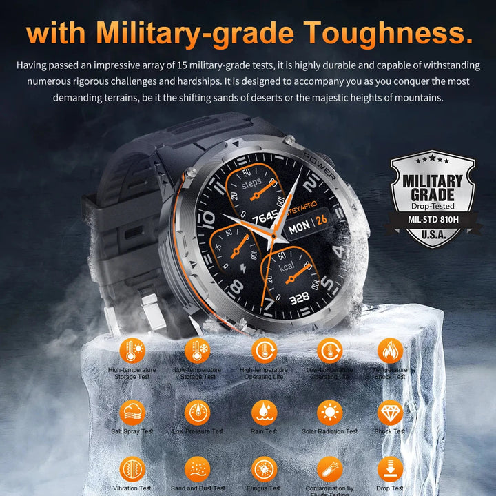 Premium Outdoor Smartwatch for Men – Waterproof 1ATM, GPS, Compass, Altitude, Barometric Pressure, Health Monitoring, 