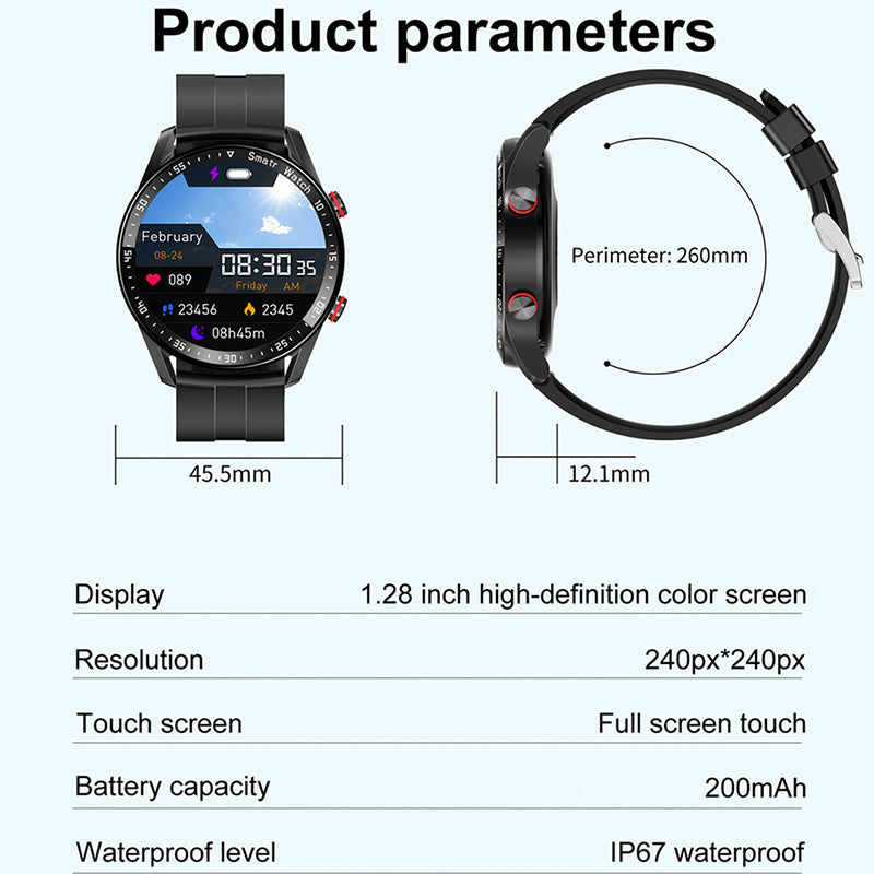 Premium Bluetooth Call Smartwatch for Men - ECG+PPG Health Monitoring, IP67 Waterproof, Heart Rate & Blood Pressure Tracker, 