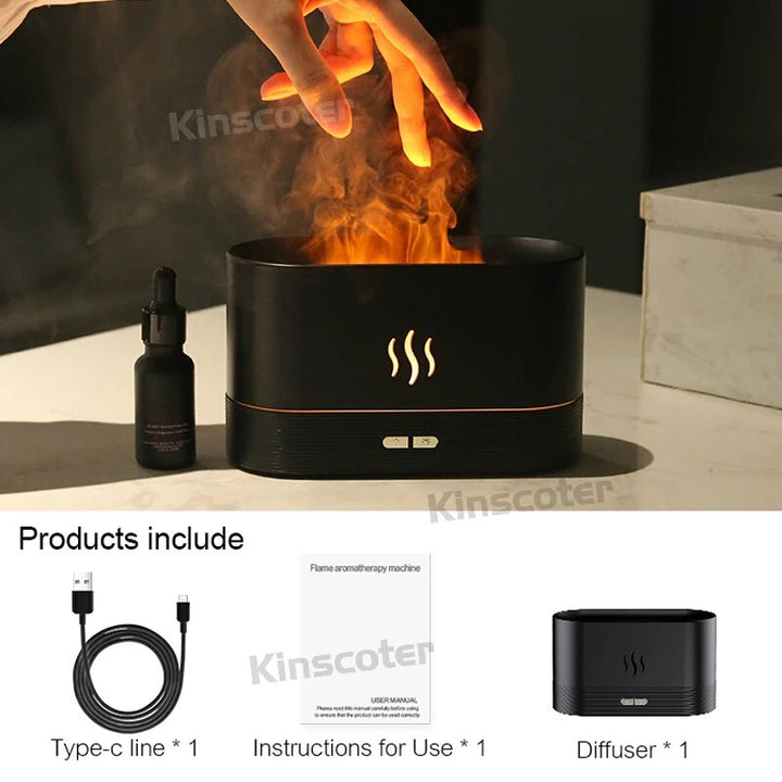 Premium 300ml Flame Aroma Diffuser with Remote Control, Essential Oil Humidifier & 7-Color LED Mist Maker for Home, Auto-Off 