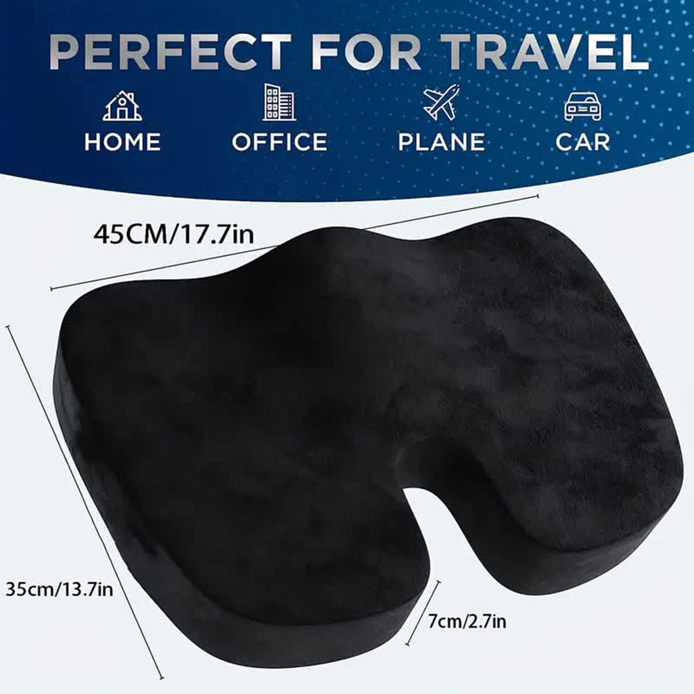 Premium Memory Foam Travel Seat Cushion – U-Shaped Orthopedic Pillow for Car, Office Chair, Hip Support, and Massage Comfort 