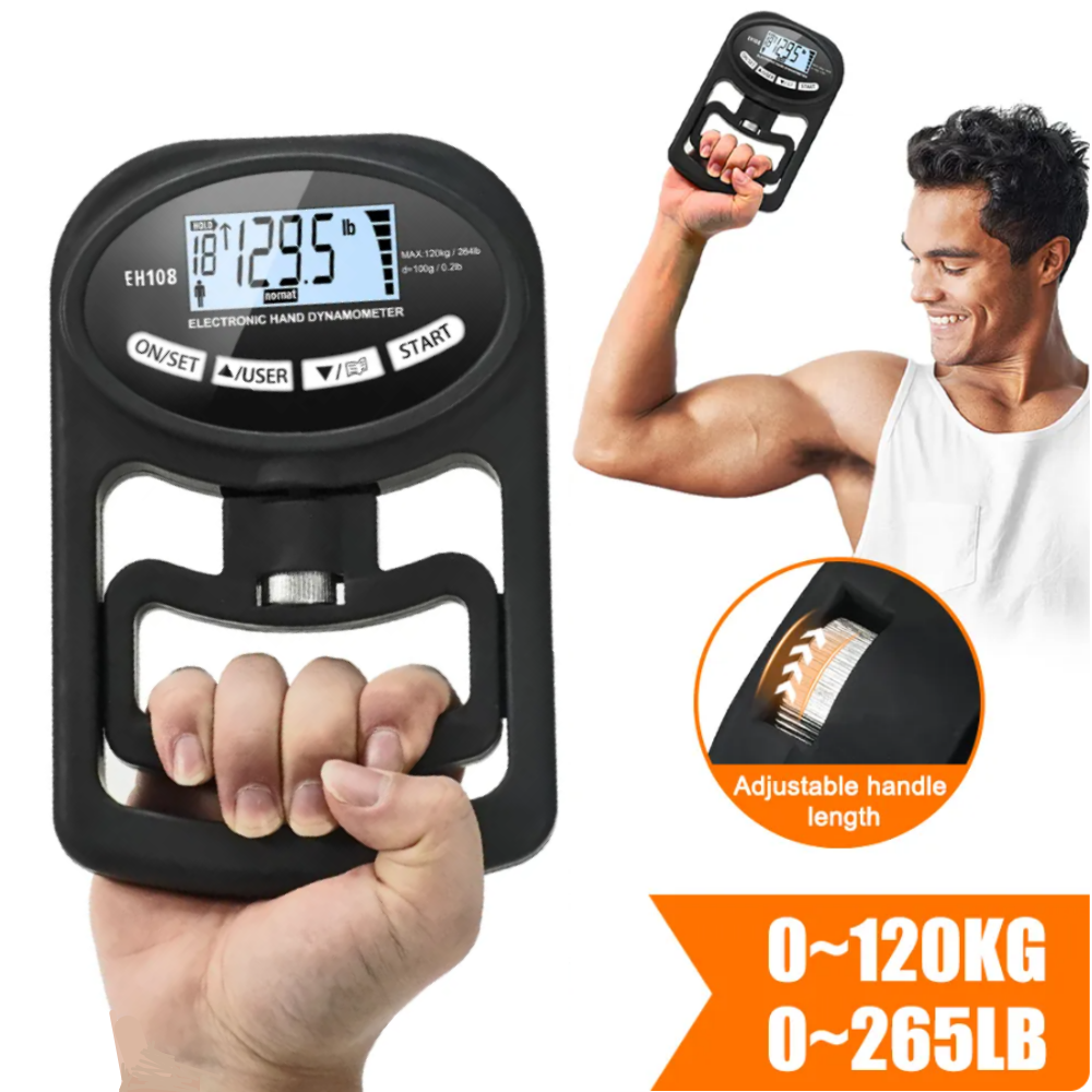 Premium Grip Strength Tester – 265Lbs/120Kg Digital Hand Dynamometer with LCD Screen, USB Rechargeable, Accurate Power Meter