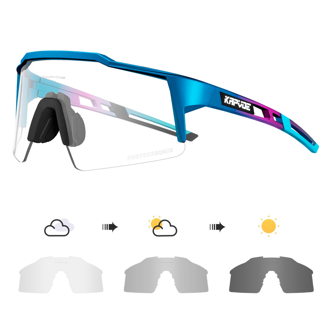 Premium Photochromic Cycling Sunglasses – UV400 Protection, Adjustable Lenses, Bike & Sports Eyewear for Men & Women