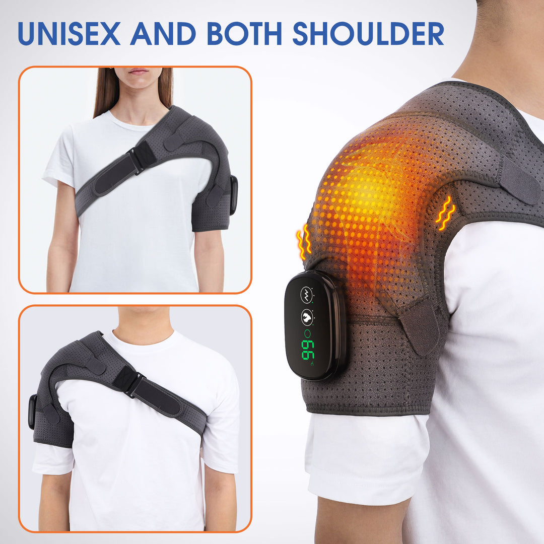 Premium Electrically Heated Shoulder Pads - USB Charging, 3 Heating Levels, 5000mAh Battery, Vibration Massage Device for  