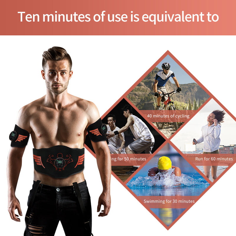 Premium EMS Muscle Stimulator Abdominal Trainer Massage Belt - 10 Modes, 30 Strength Levels, USB Rechargeable, Slim Belly and