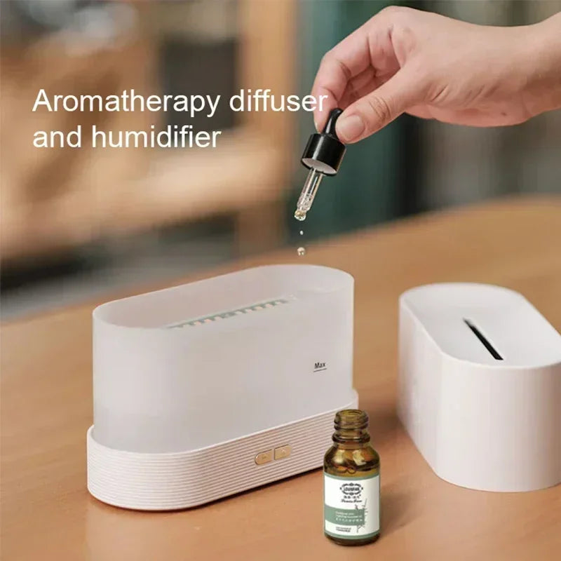 Premium Aromatherapy Diffuser & Air Humidifier - Ultrasonic Cool Mist, LED Essential Oil Flame Lamp, Quiet Operation, 180ml 