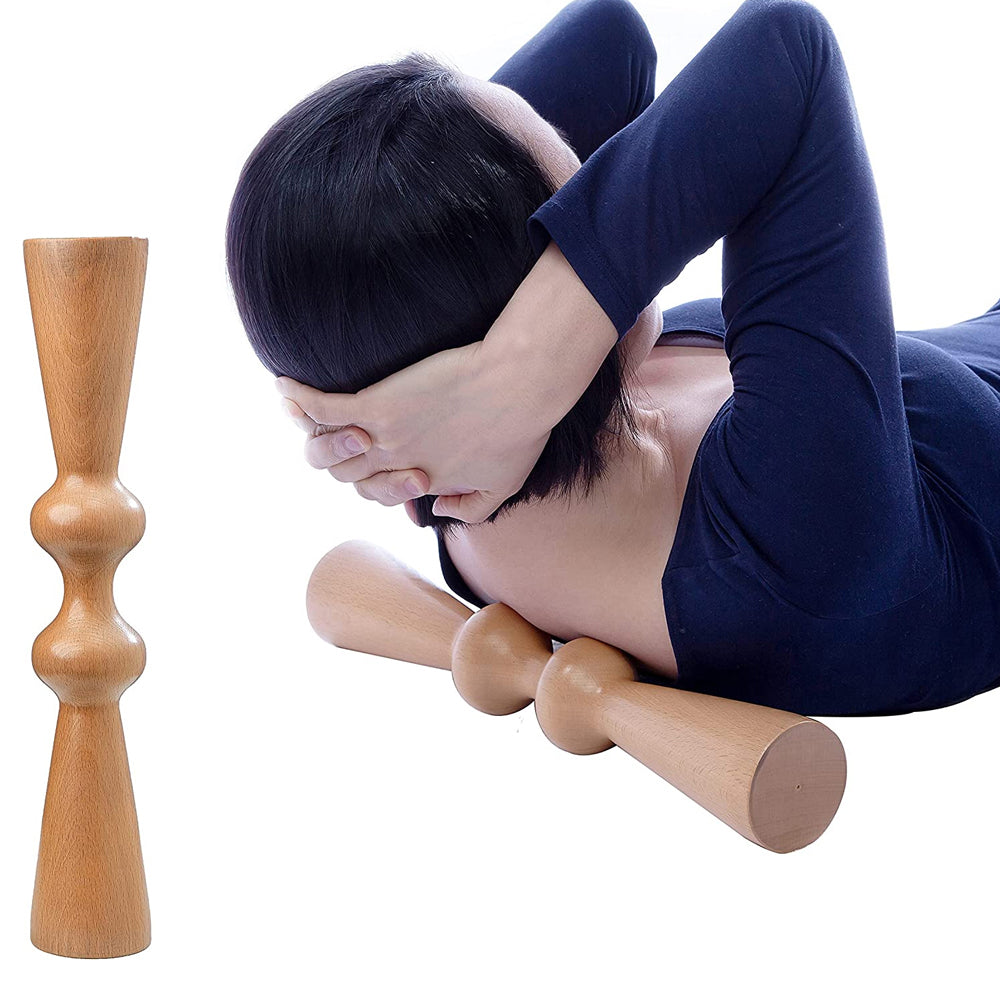 Premium Wood Back Roller for Muscle Recovery, Spine Alignment & Pain Relief, Manual Back Massager, Deep Tissue Roller for Back