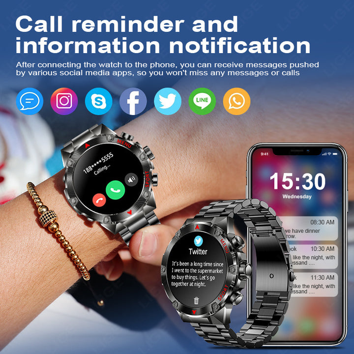 Premium Smartwatch with NFC & Bluetooth Headset – TWS Music & Talk, Sports Tracking, Sleep Monitoring, Camera Control, Music 