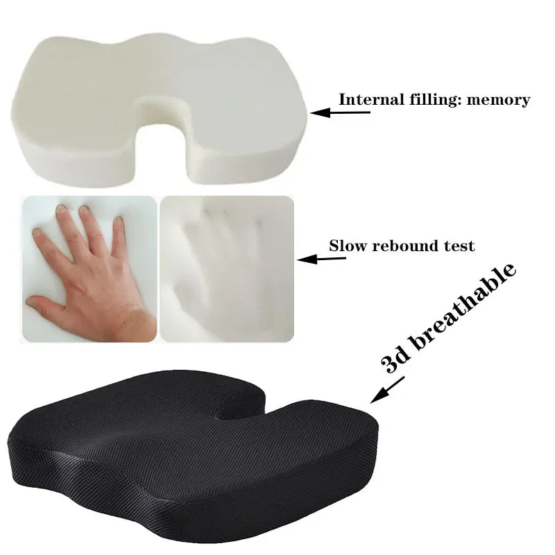 Premium Memory Foam Travel Seat Cushion – U-Shaped Orthopedic Pillow for Car, Office Chair, Hip Support, and Massage Comfort 